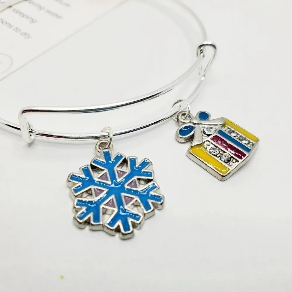 Silver Christmas Present Charm Bracelet